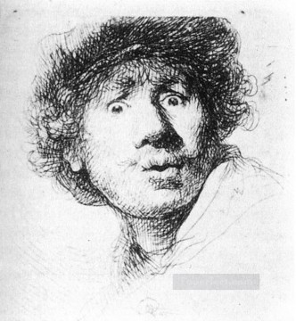 Autorretrato mirando a Rembrandt Pinturas al óleo